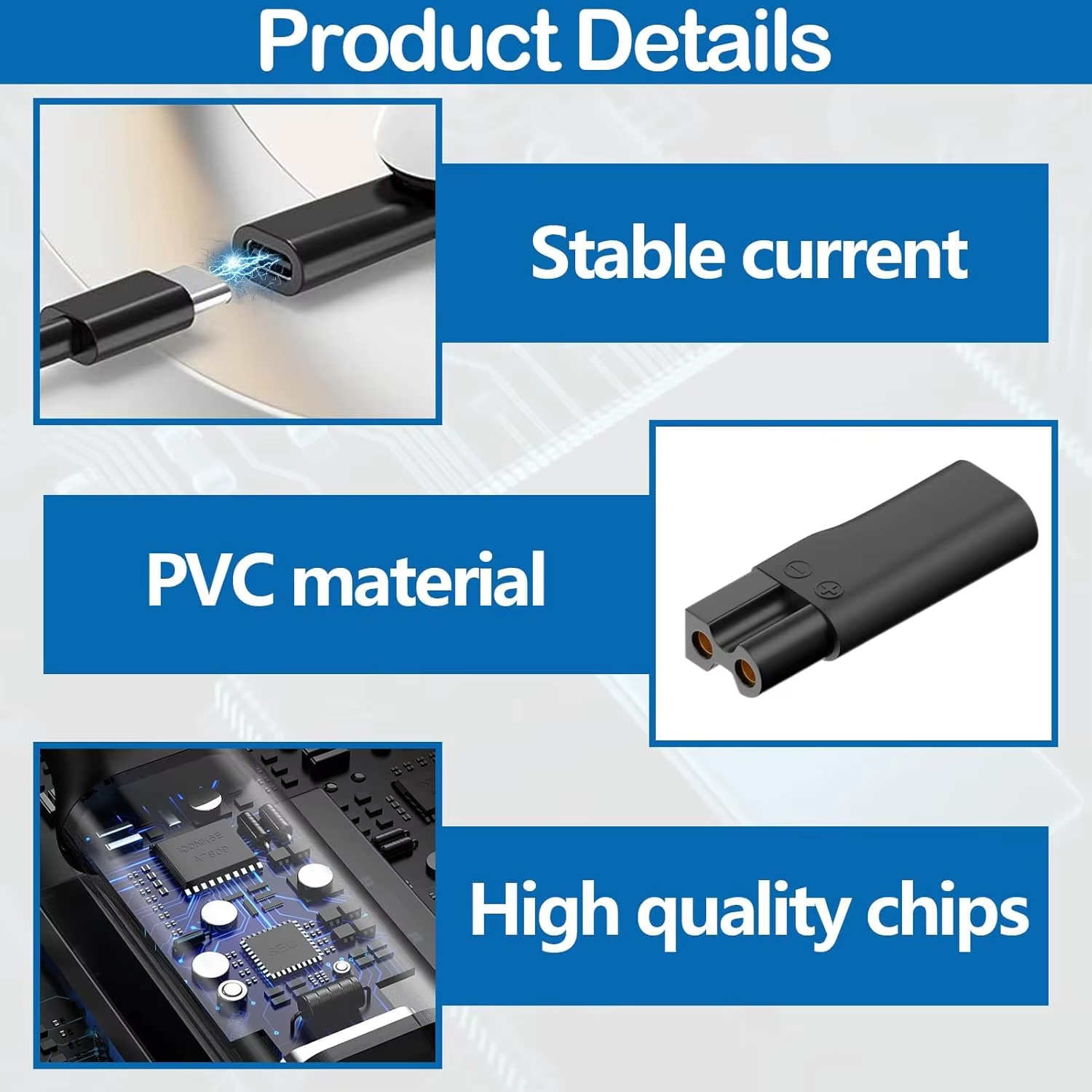 Adaptateur de chargeur USB de remplacement de type C Brangdy 6 pièces, adapté à tous les types de to