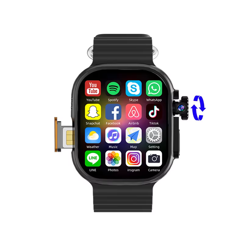 Nouveau Montre Ultra intelligente 4G carte SIM 2.06 ''écran AMOLED GPS WIFI 190 ° Caméra rotative ap