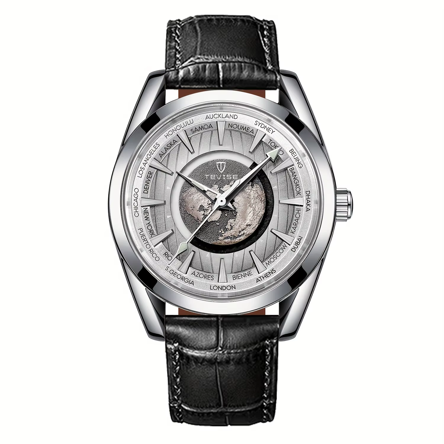 TEVISE – montre mécanique automatique de luxe pour hommes, en acier inoxydable, pointeur lumineux te