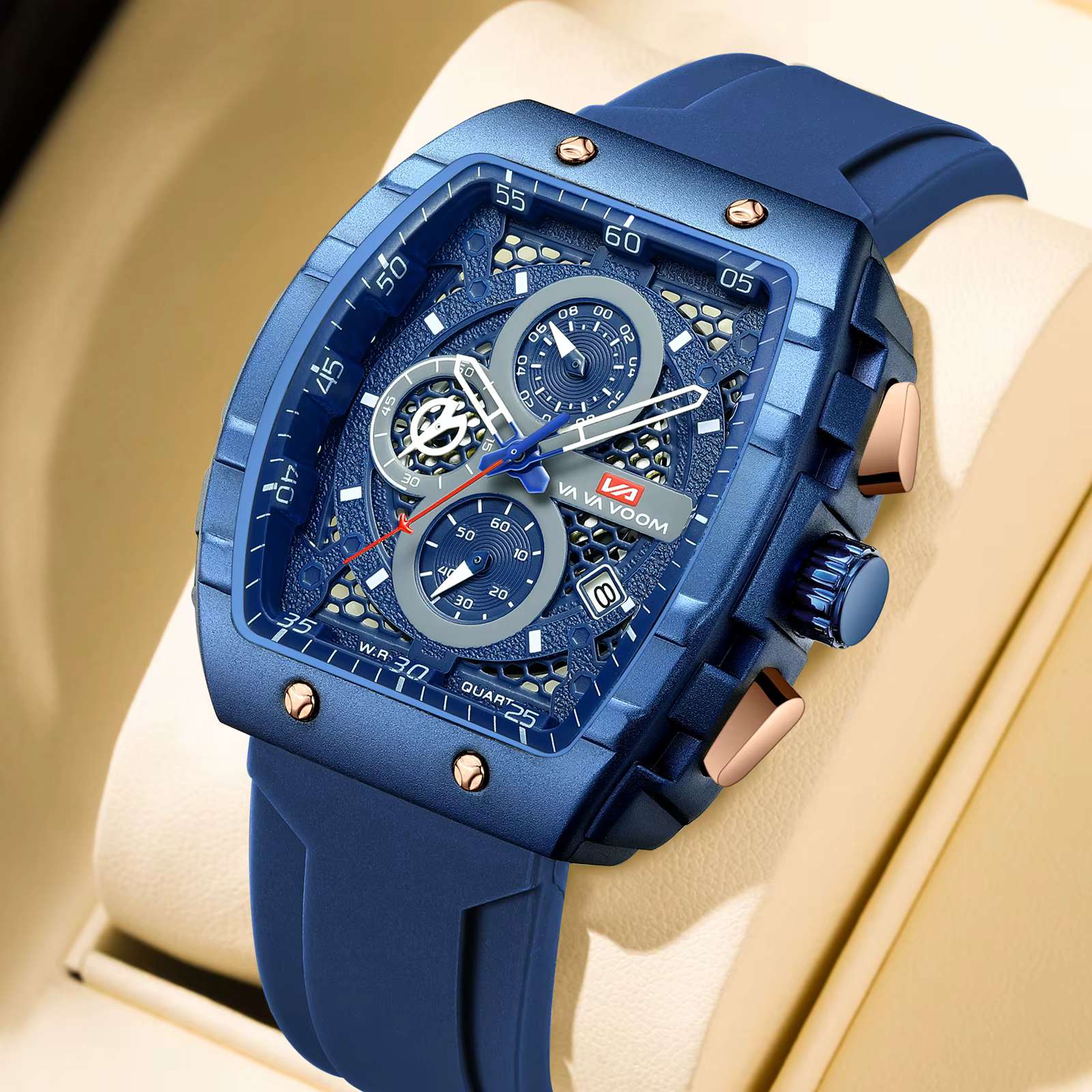 2025 nouveau VA VA VOOM Top marque hommes montres de luxe carré sport montre à Quartz étanche multif