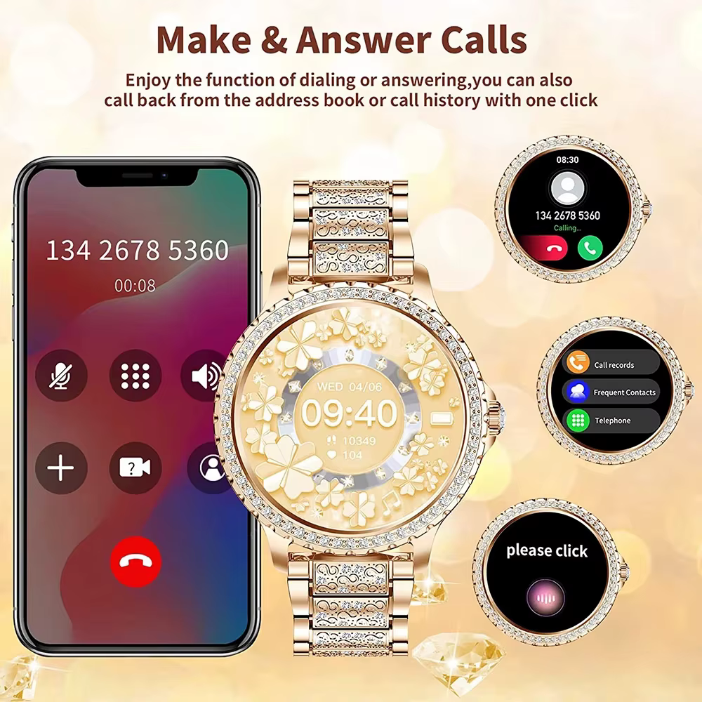 Montre intelligente à écran AMOLED pour femme, fréquence cardiaque, oxygène sanguin, bracelet pour f