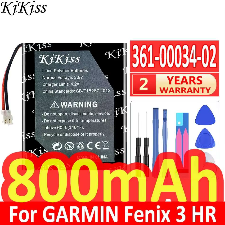 Batterie 800mAh pour montre de course Garmin Fenix 3 HR, durable et stable pour GPS