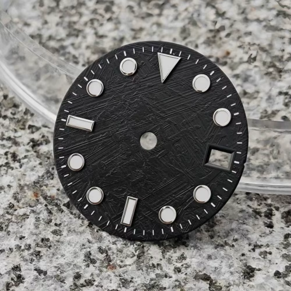 Cadran météorite avec logo douanier, 28.5mm, adapté au mouvement mécanique automatique NH34 NH35 36,