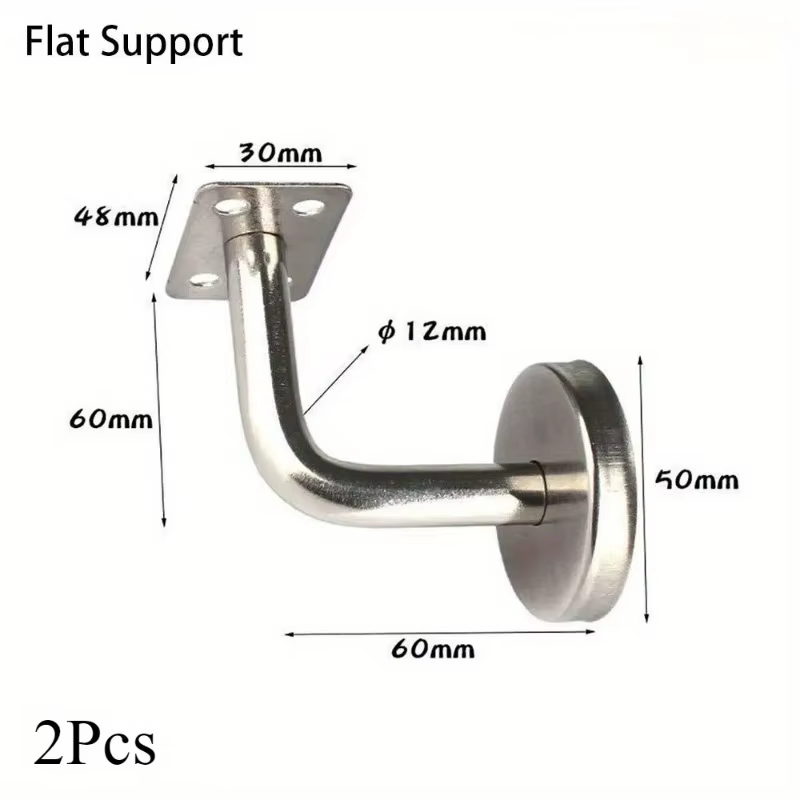 Supports de main courante d'escalier, 2 pièces, Support mural en acier inoxydable, Balustrade argent