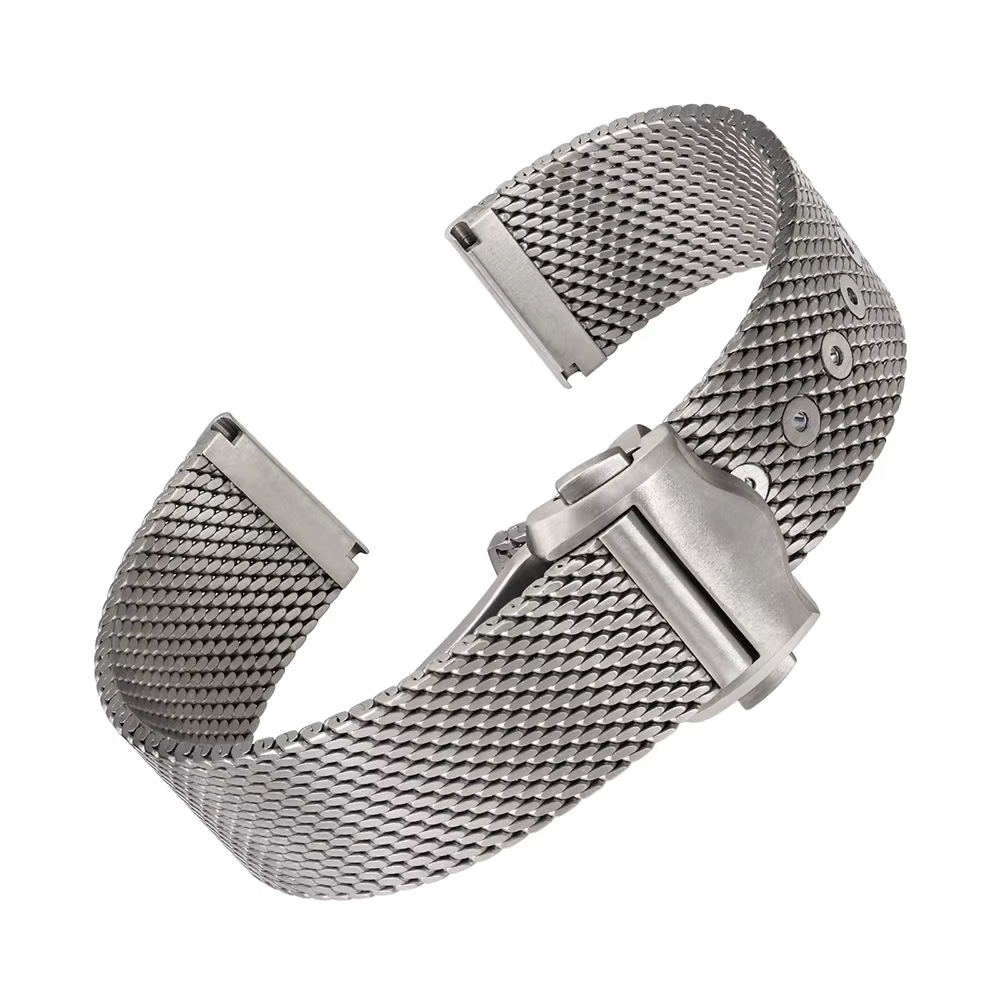 Watchdives – bracelet de montre en maille, en acier inoxydable de qualité 2, fermoir entièrement en 