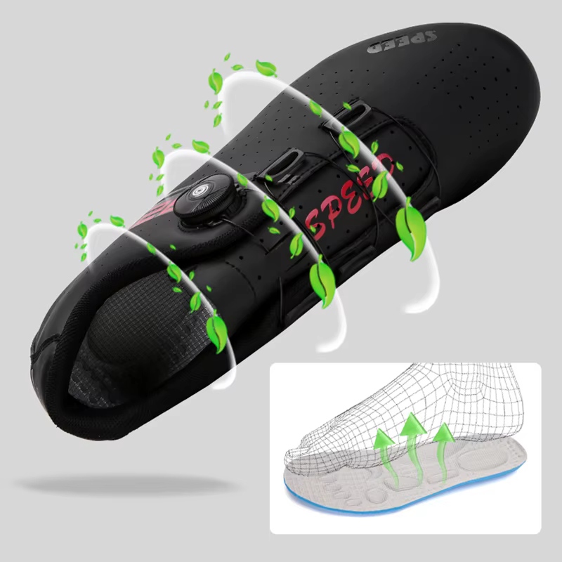 Chaussures de cyclisme professionnelles semelle extérieure en caoutchouc bouton boucle chaussures vt