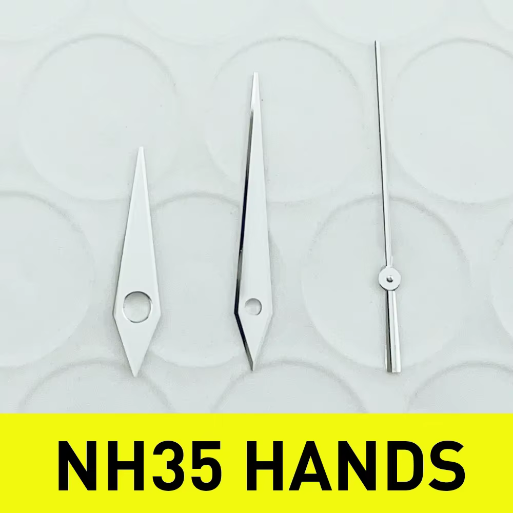 Aiguilles de montre en argent GS, conception stéréo polyédrique polie, mouvement NH35A, NH36A, NH35,