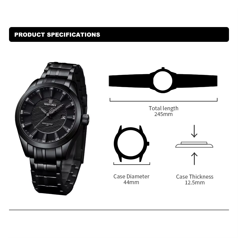 Top marque NAVIFORCE montre pour hommes étanche Quartz affaires décontracté bracelets en acier inoxy