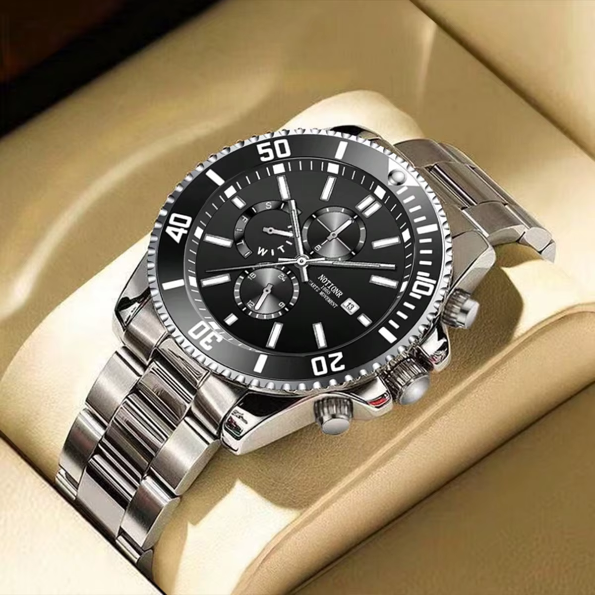 Montres d'affaires de luxe pour hommes, montre à Quartz argentée, horloge lumineuse