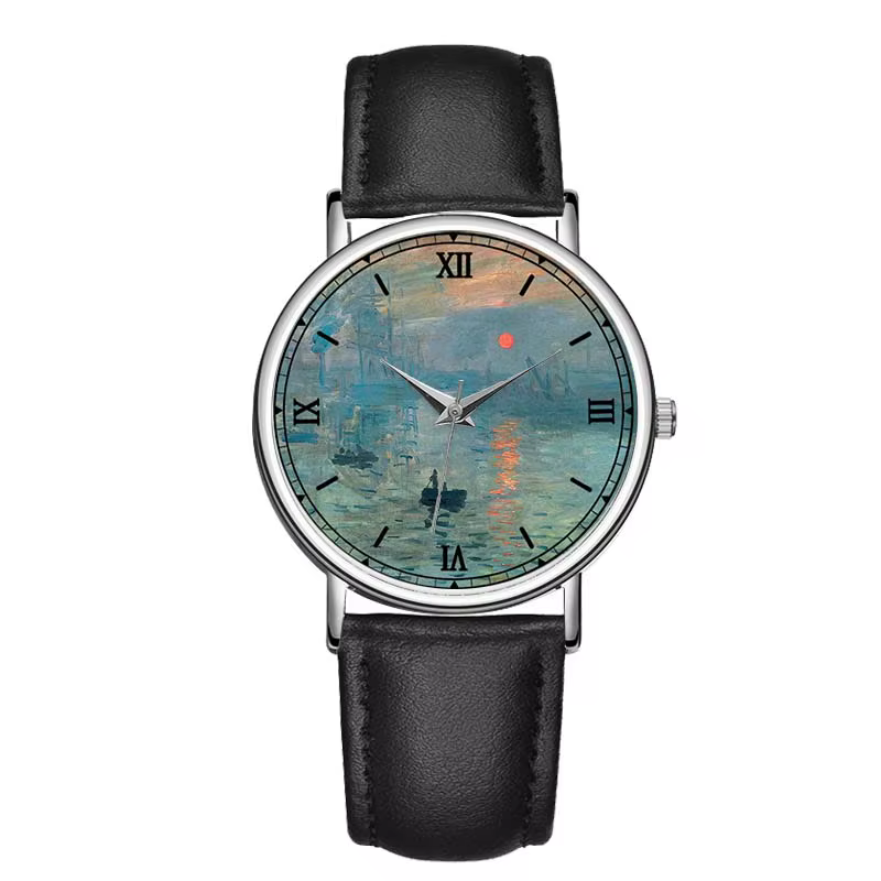 Montre à quartz pour femme C-9301 Morning Lake Fashion, cuir véritable
