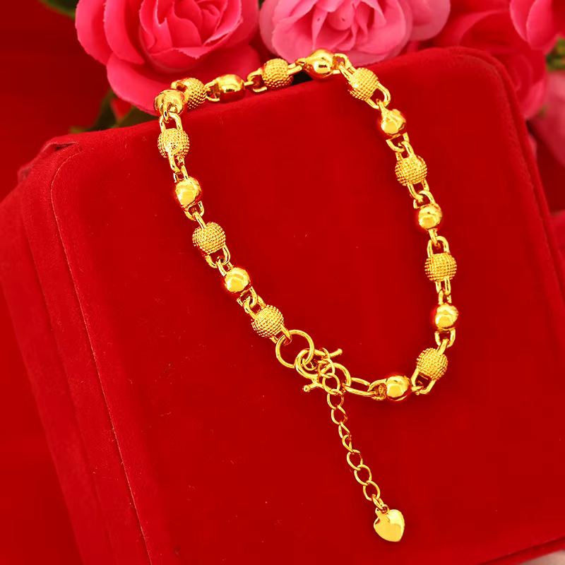 Bracelet de perles en or givré plaqué 24 carats pour femmes, bijoux cadeau