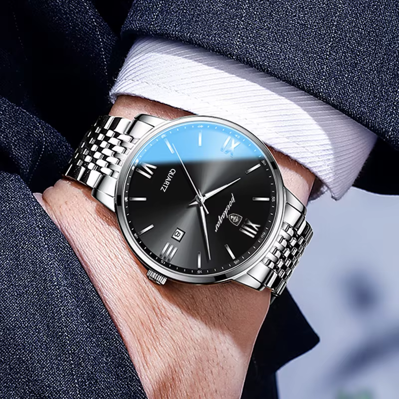 POEDAGAR montre-bracelet de sport de luxe pour hommes en acier inoxydable étanche Date homme montre