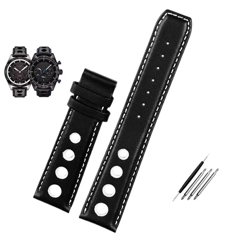 Pour 1853 Tissot T91 Racing Sports Series PRS516 T044 Bracelet en cuir véritable avec boucle papillo