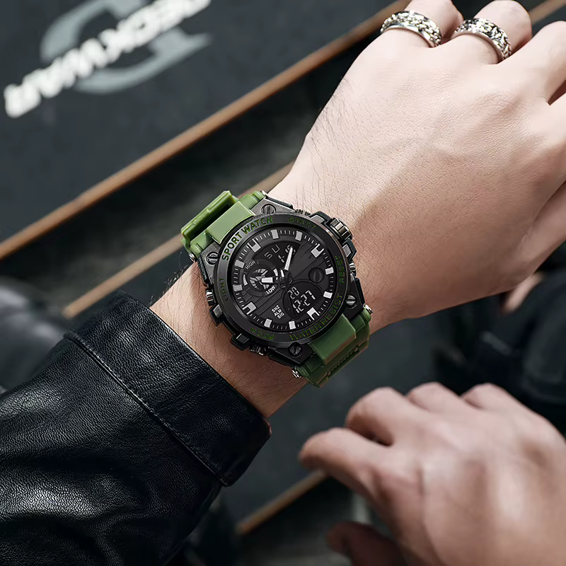 Montre électronique lumineuse LED multifonctionnelle avec double affichage, réveil et chronomètre, u