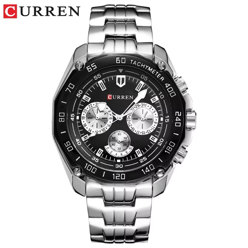 Montres CURREN 8077 pour hommes avec bracelet en acier inoxydable, montre militaire tendance, montre