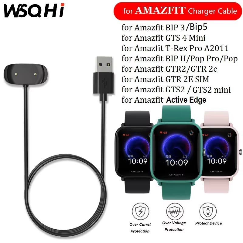 Câble de chargeur USB pour Amazfit, Active Edge, Bip5, Bip3, T-Rex Pro, GTS2, GTS4Mini, GTR2, 2E, BI