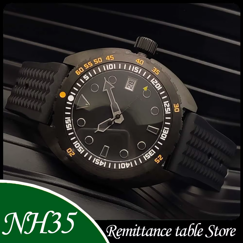 Montre mécanique automatique japonaise NH35 pour homme, entièrement noire, avec lunette tournante un