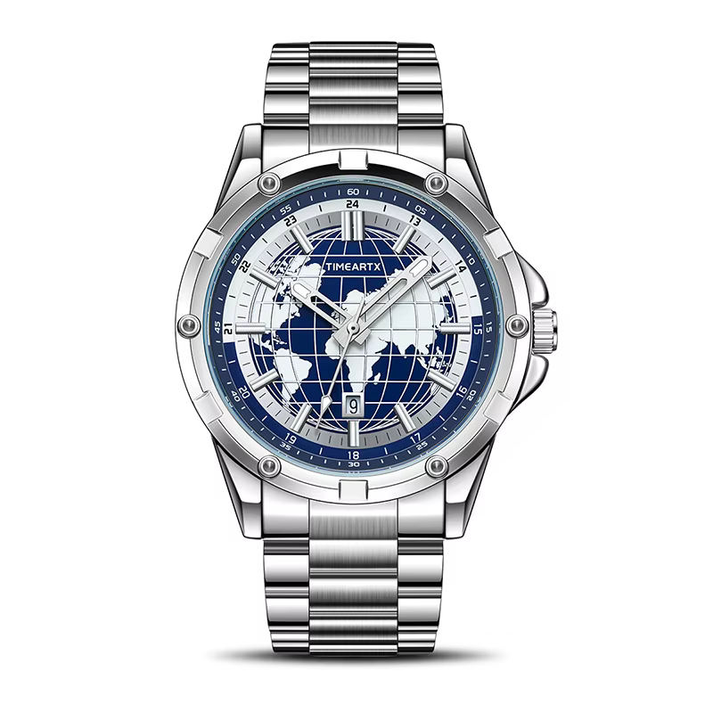 Montre pour homme TIMEARTX, cadran cartographique élégant, fonction lumineuse, montres cadeaux pour 