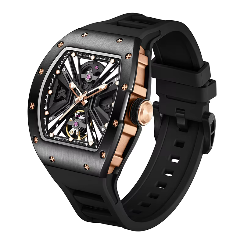 Montre automatique squelette, boîtier en acier inoxydable, étanche 30M, montre-bracelet mécanique de