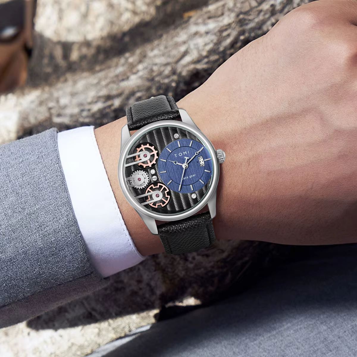 TOMI-Montre à quartz avec poignées amovibles pour homme, luxe, simple, affaires, bracelet, festival,