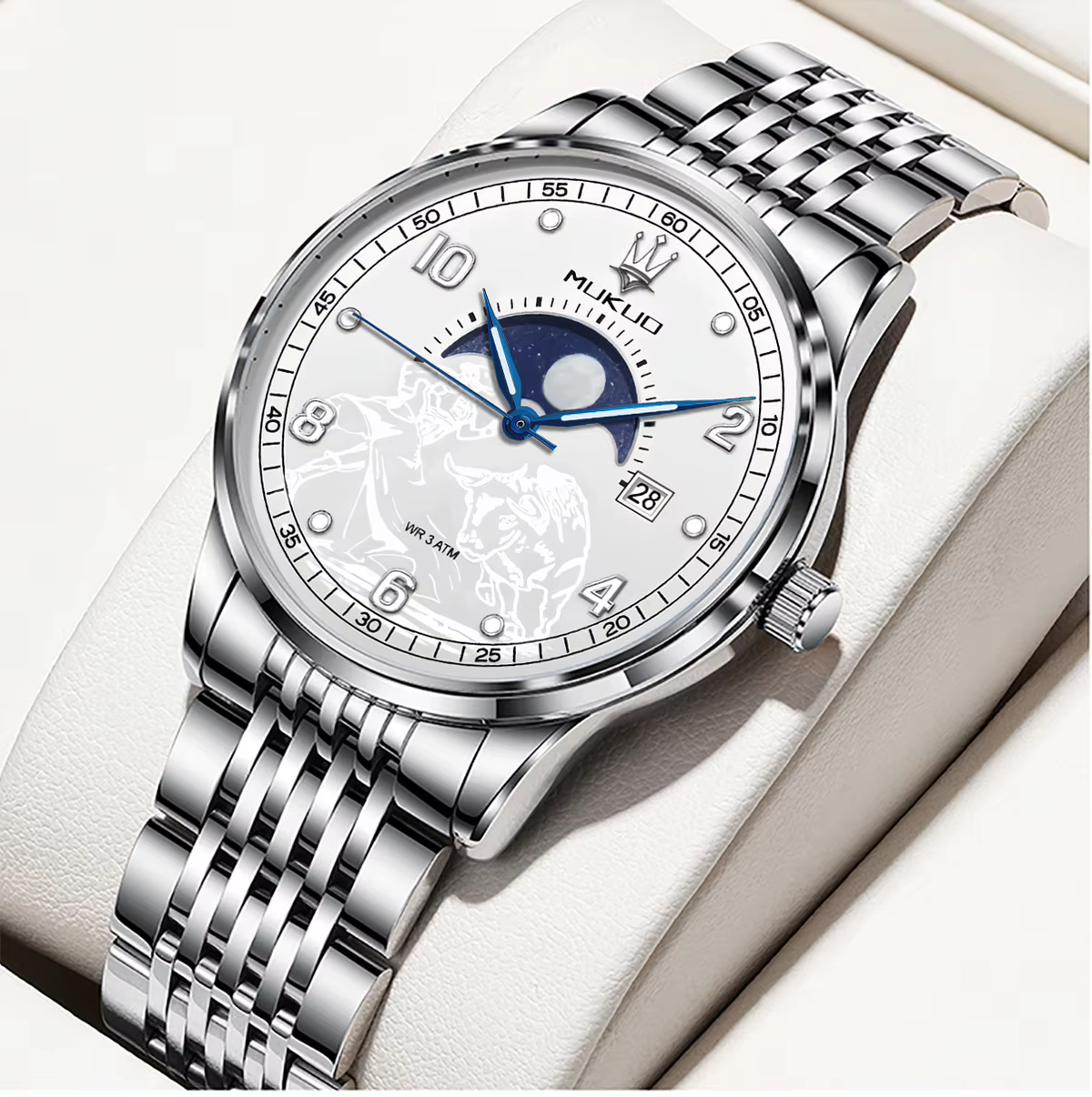 MUKUO Nouvelle montre à quartz pour homme, design Matador, étanche, lumineuse, bracelet en acier, mo