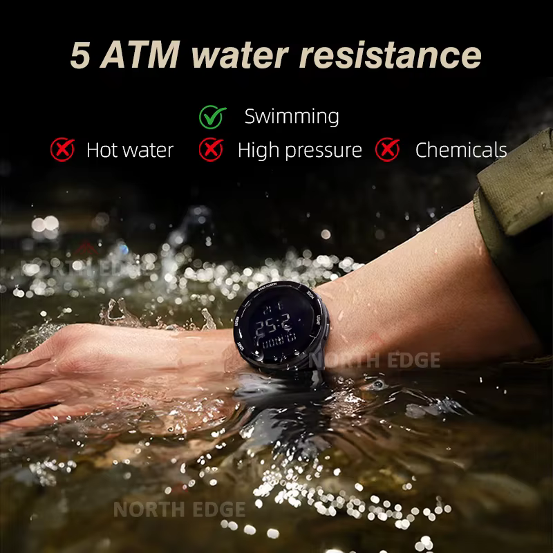 Montres numériques pour hommes NORTH EDGE 2026 TERRAX, sports de plein air, natation, étanches 50 m,