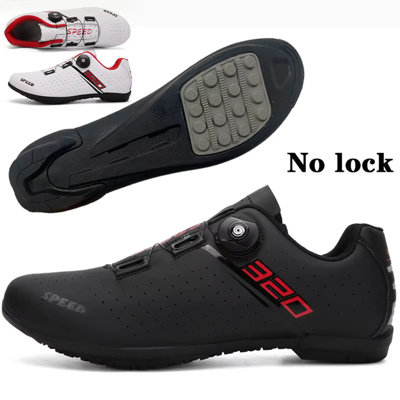Chaussures de cyclisme professionnelles semelle extérieure en caoutchouc bouton boucle chaussures vt