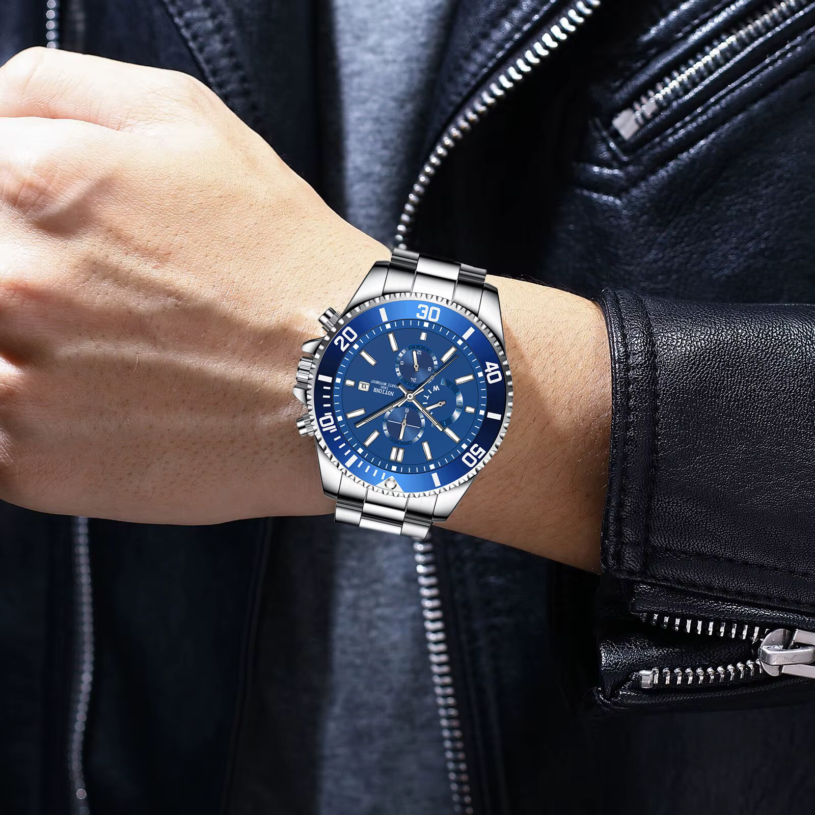Montres d'affaires de luxe pour hommes, montre à Quartz argentée, horloge lumineuse