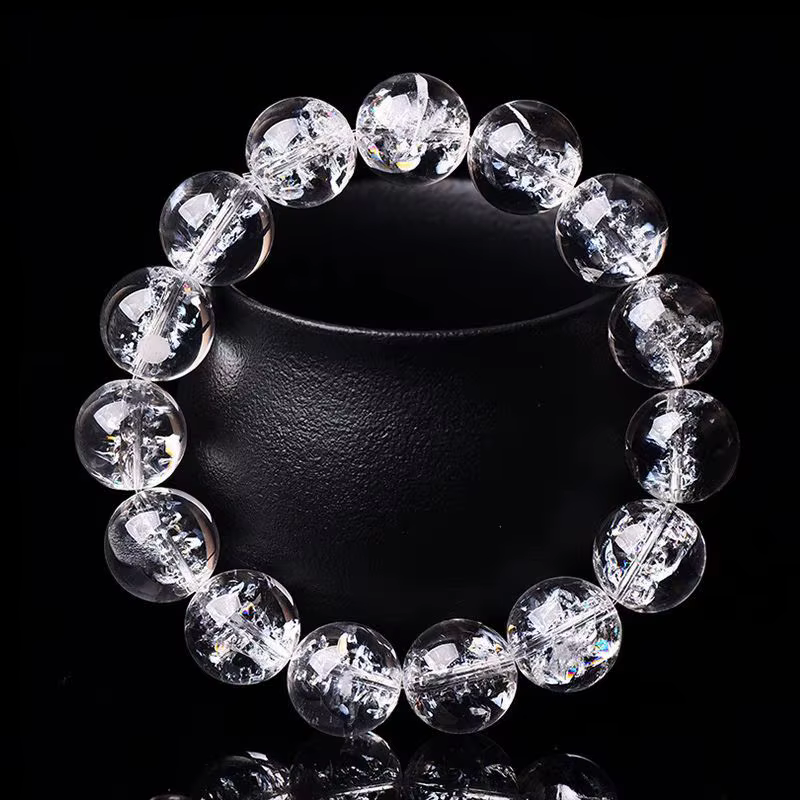 Bracelet en cristal blanc naturel de l'himalaya pour hommes, cristal coloré Transparent, arc-en-ciel