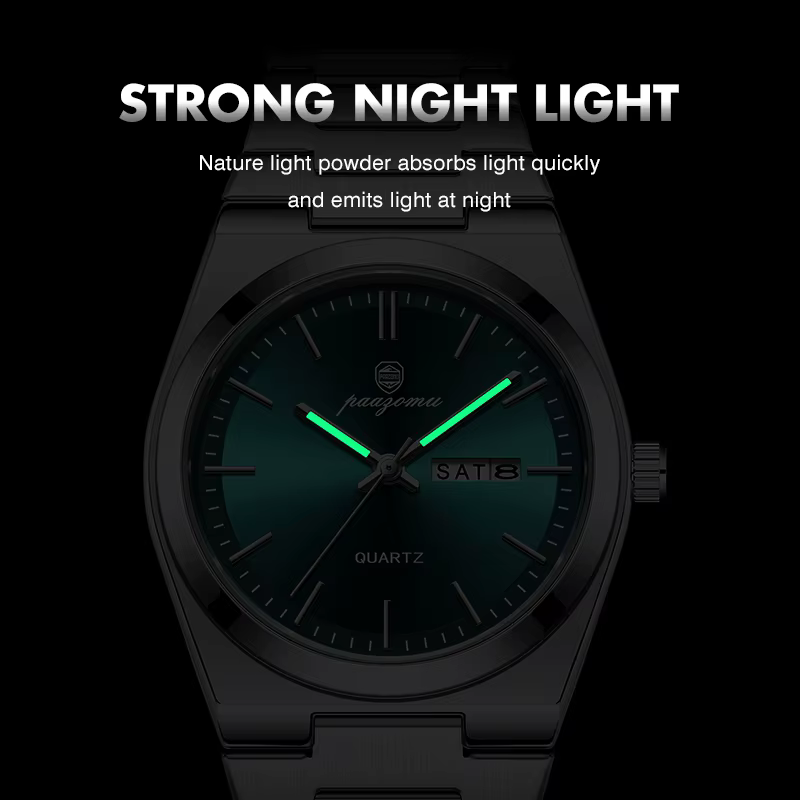 PAAZOMU mode hommes montre à Quartz en acier inoxydable étanche lumineux homme montre chronographe D