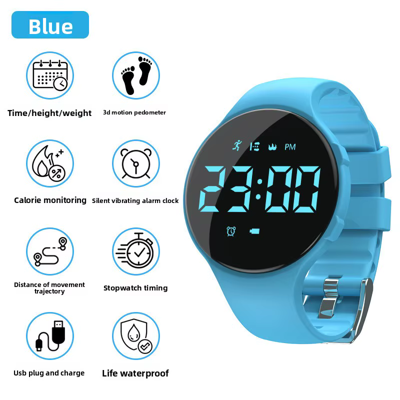 Montre de sport pour garçons, alarme silencieuse par vibration, natation étanche, podomètre, sans ap