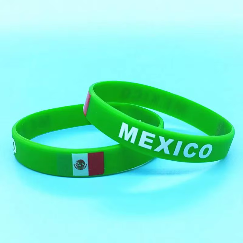 2 pièces drapeau du mexique Bracelet en Silicone bracelets de Sport Bracelet de poignet mexicain Bra