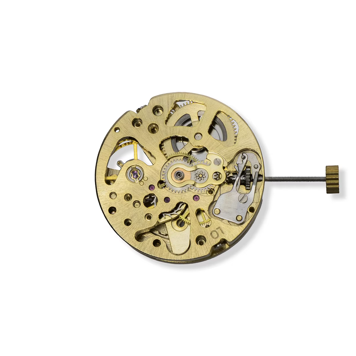 Mouvement de montre squelette doré 27 mm, mouvement mécanique automatique à calendrier simple, régla