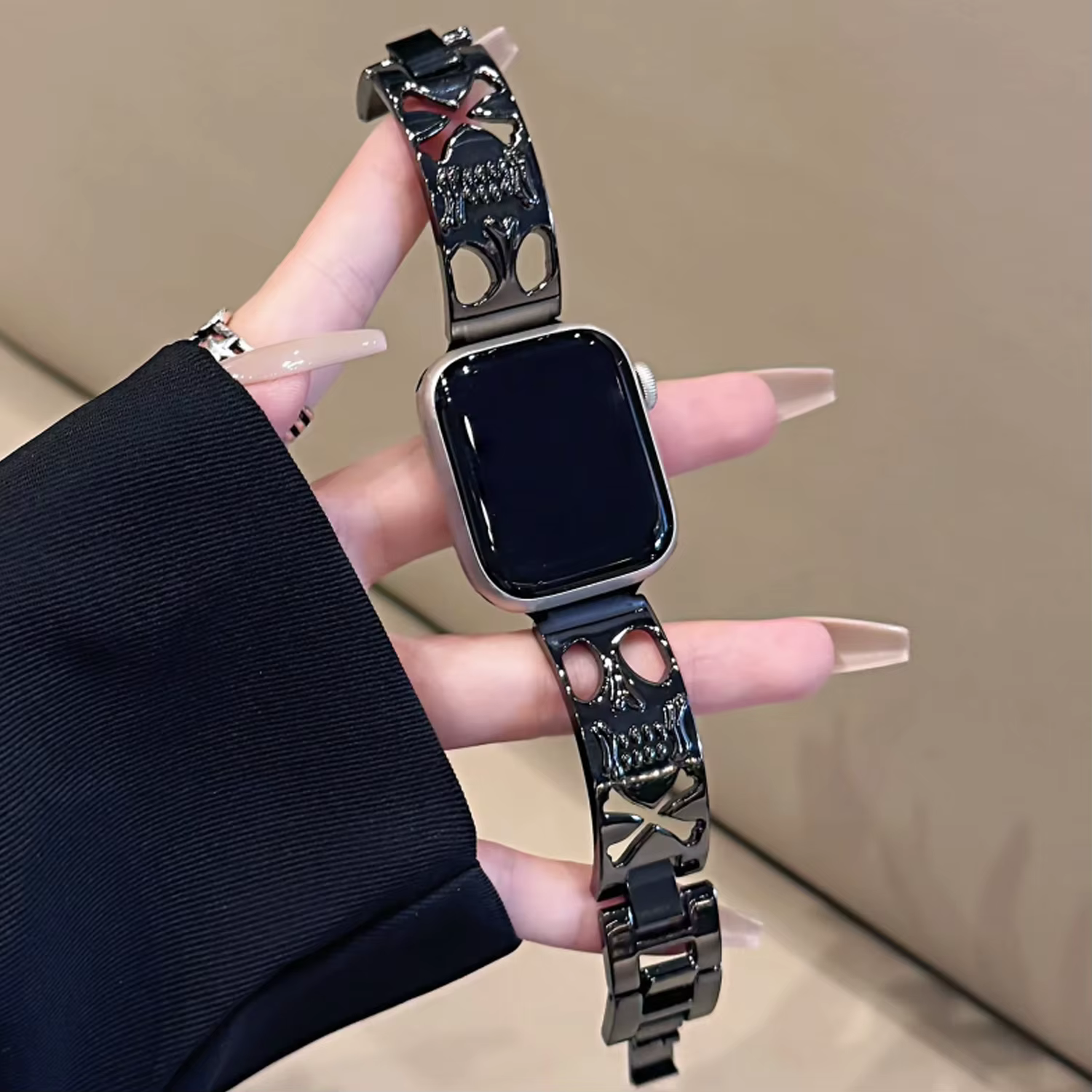 Bracelet en métal crâne personnalisé pour Apple Watch 38/40/41/42/44/45/46mm, Bracelet Unique pour i