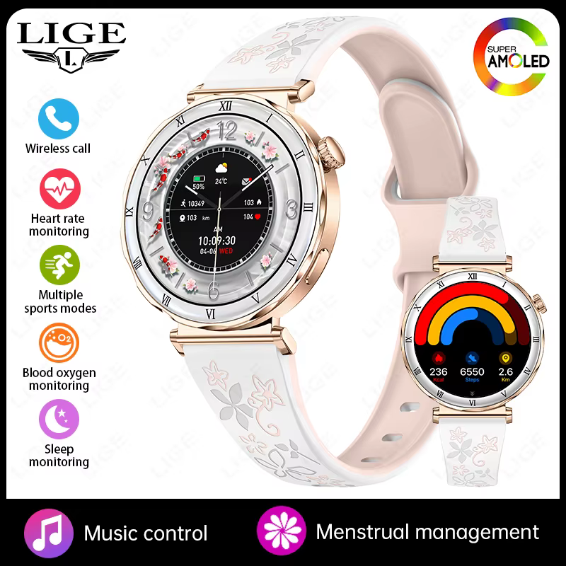 Montre connectée pour femmes 2026 Nouvelle mode Écran AMOLED Appel Bluetooth Cadrans personnalisés S