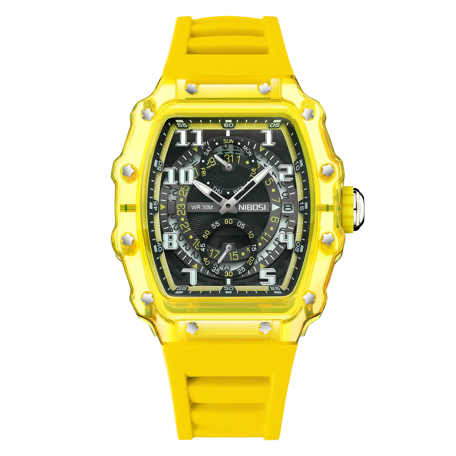 NIBOSI squelette montres pour hommes Top marque de luxe automatique montres à Quartz bracelet en Sil