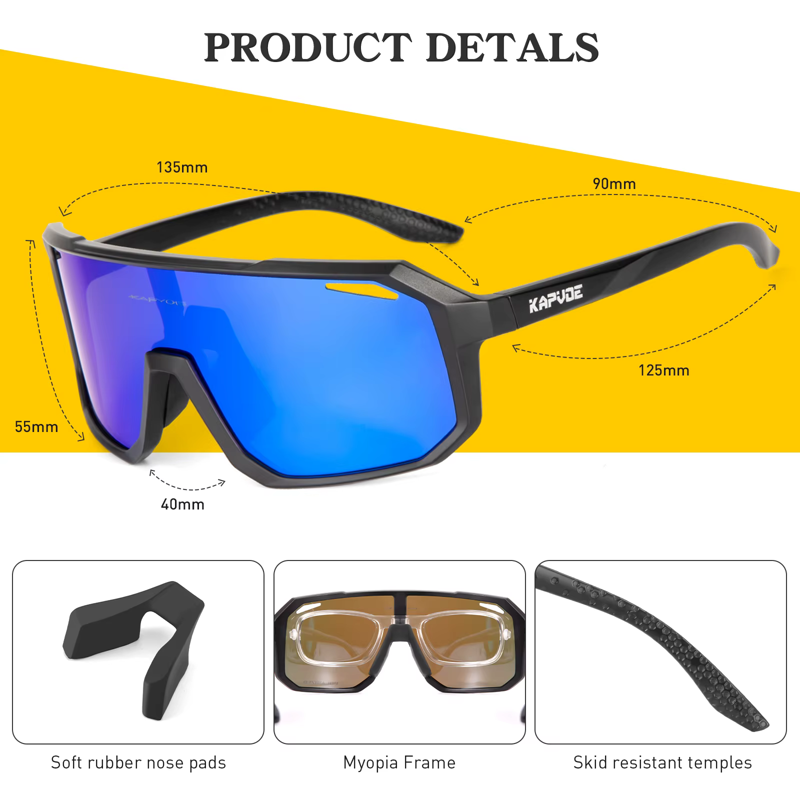 Kapvoe lunettes de soleil photochromiques vtt lunettes de vélo UV400 hommes femmes Sports de plein a