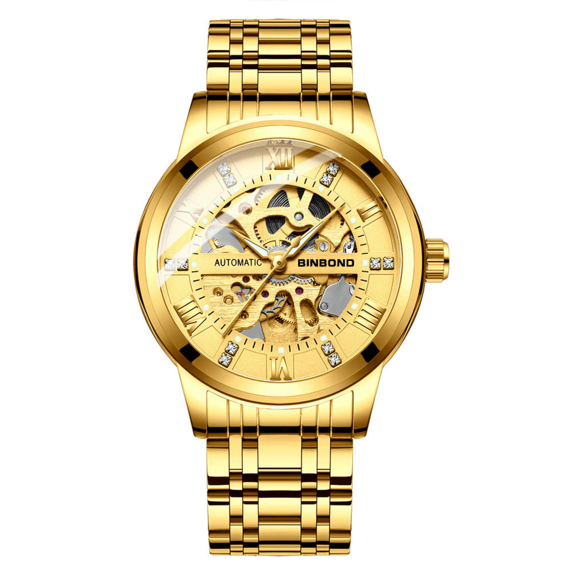 Montre mécanique entièrement automatique de marque BINBOND, montre-bracelet pour hommes d'affaires, 