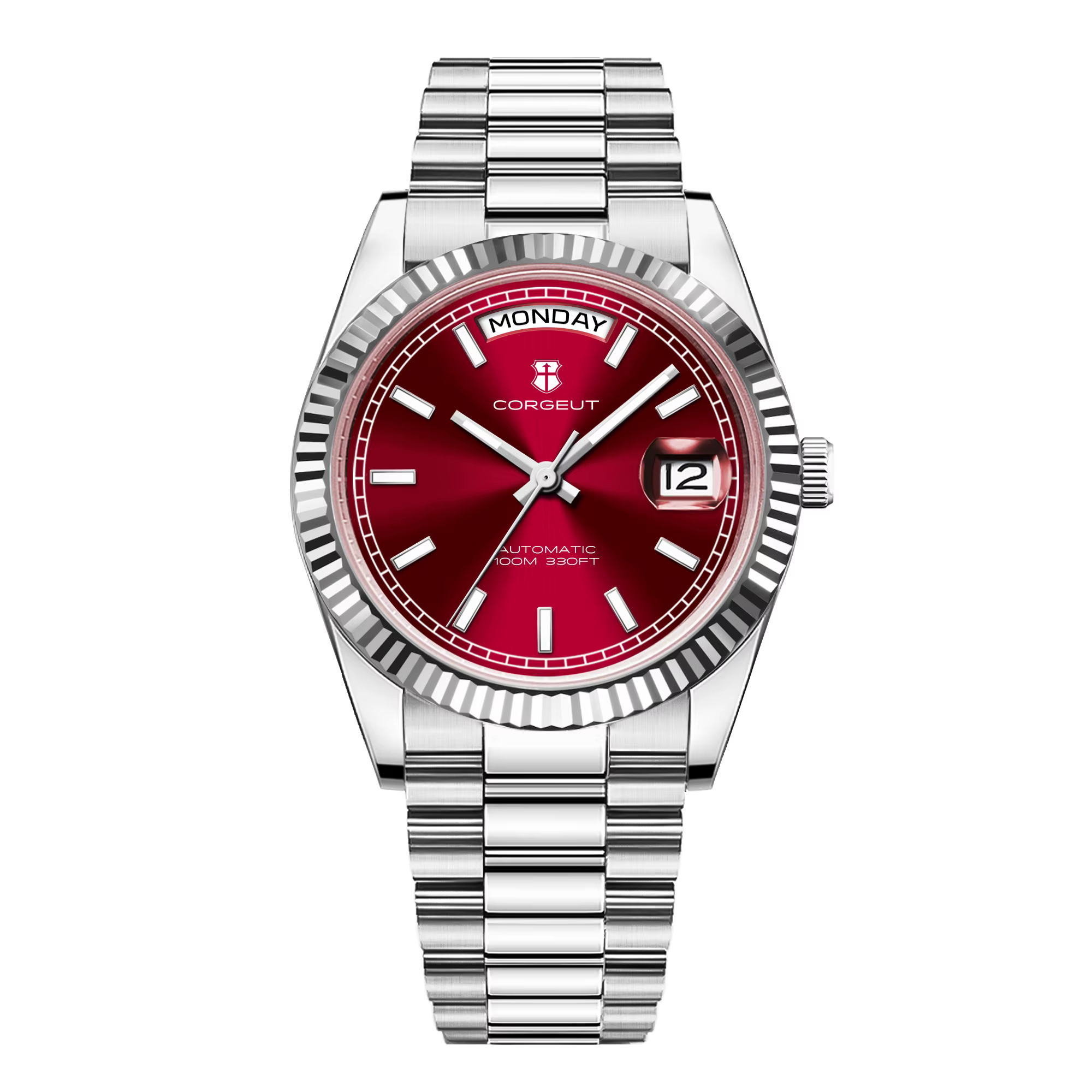 Montre homme CORGEUT 36MM ST1644 automatique mécanique de luxe avec saphir, 10 ATM, affichage de la 