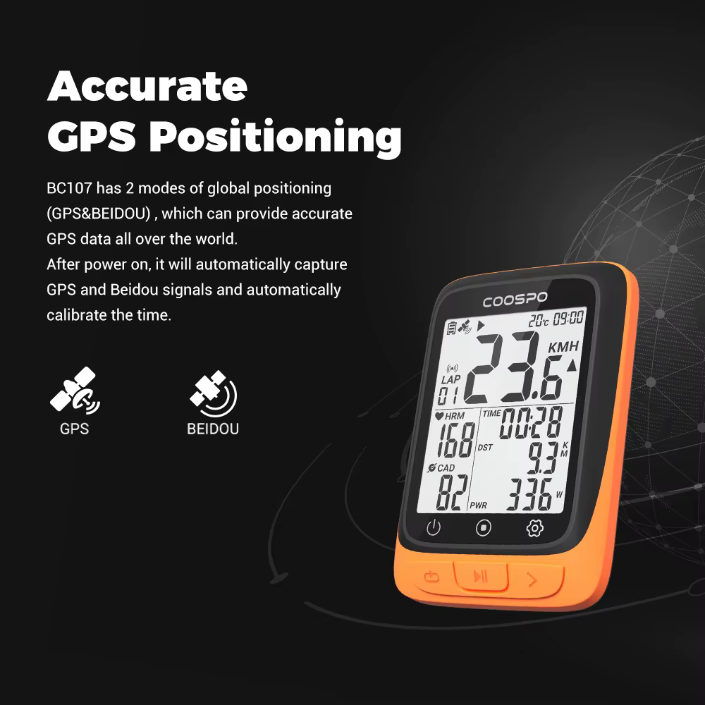 Coospo – compteur de vélo sans fil BC107, GPS, odomètre, compteur de vitesse, 2.4 pouces, bluetooth 