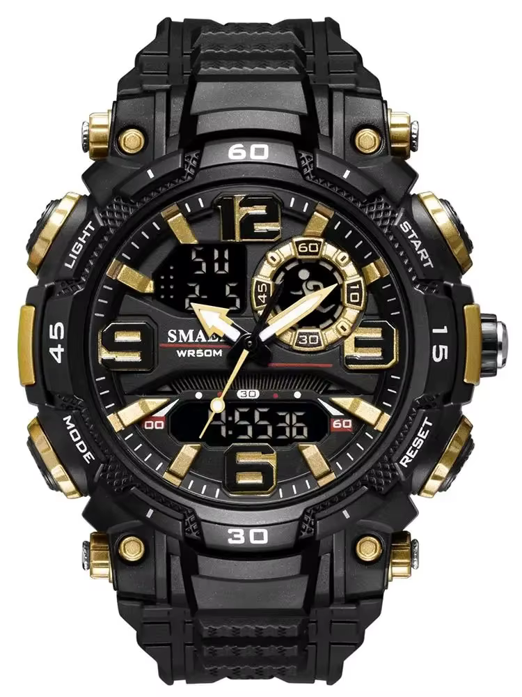 SMAEL-Montre à quartz étanche pour homme, chronomètre, montres LED, horloge masculine, montres de sp