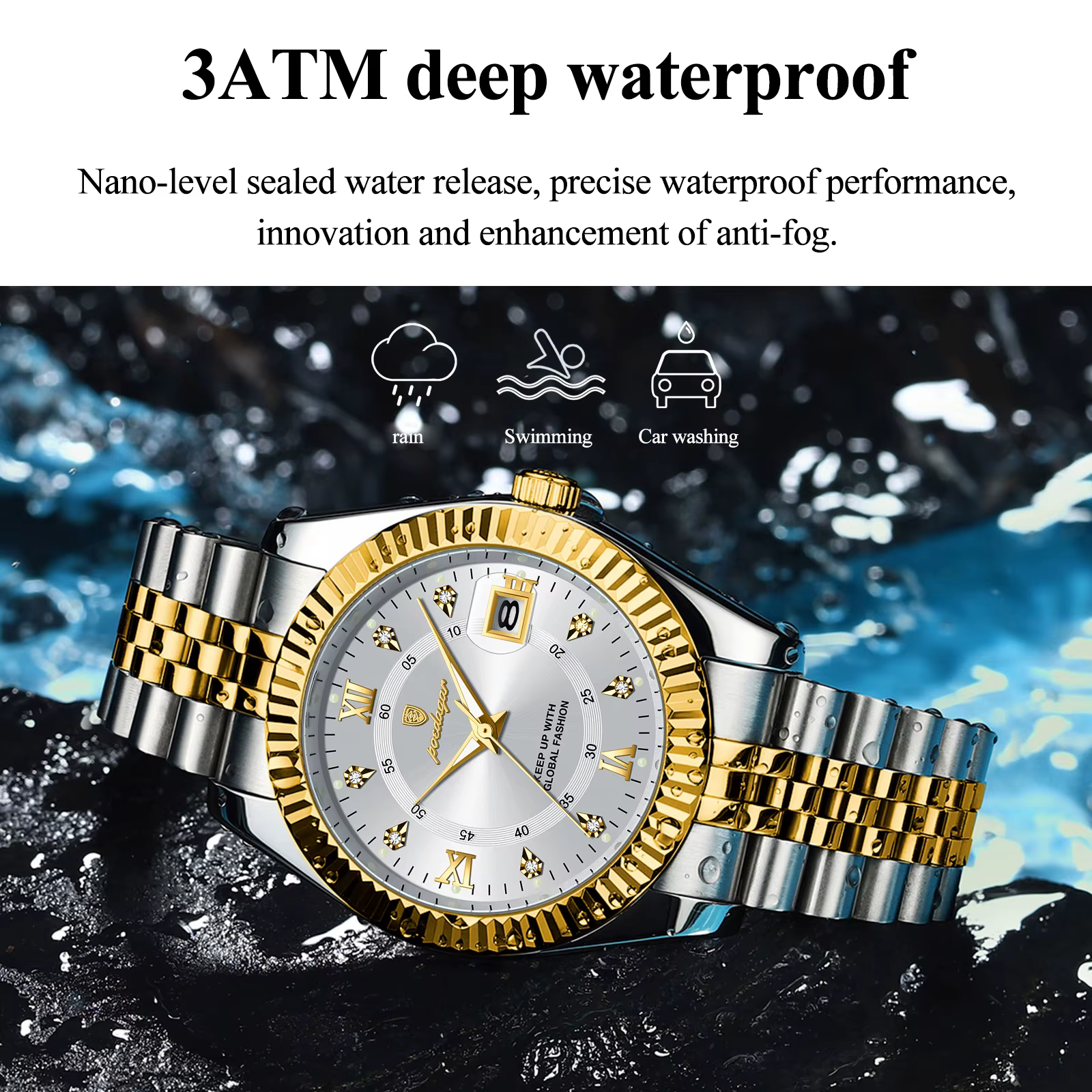 POEDAGAR classique luxe hommes montres à Quartz en acier inoxydable Date homme montre étanche lumine