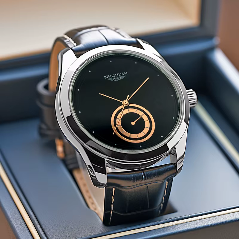 Montre à quartz pour homme avec grand cadran et montre minimaliste à bracelet pour homme