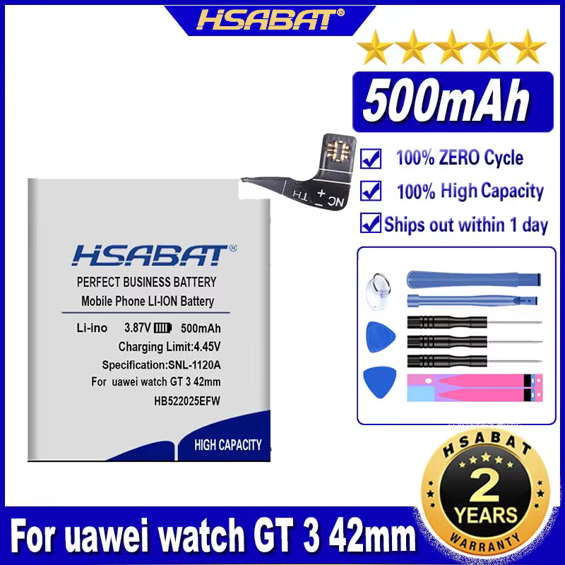 HSABAT-Batterie pour montre Huawei, HB522025EFW, 500mAh, IGHT3, 42mm, 24.com