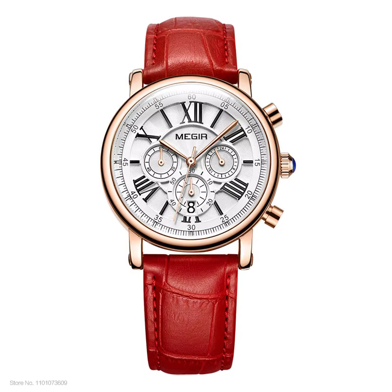 Megir montre chronographe à Quartz pour femme avec 24 heures et affichage du calendrier bracelet en