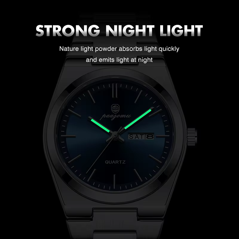 PAAZOMU Montre à quartz ultra-fine pour hommes et femmes, style minimaliste, étanche, lumineuse, bra