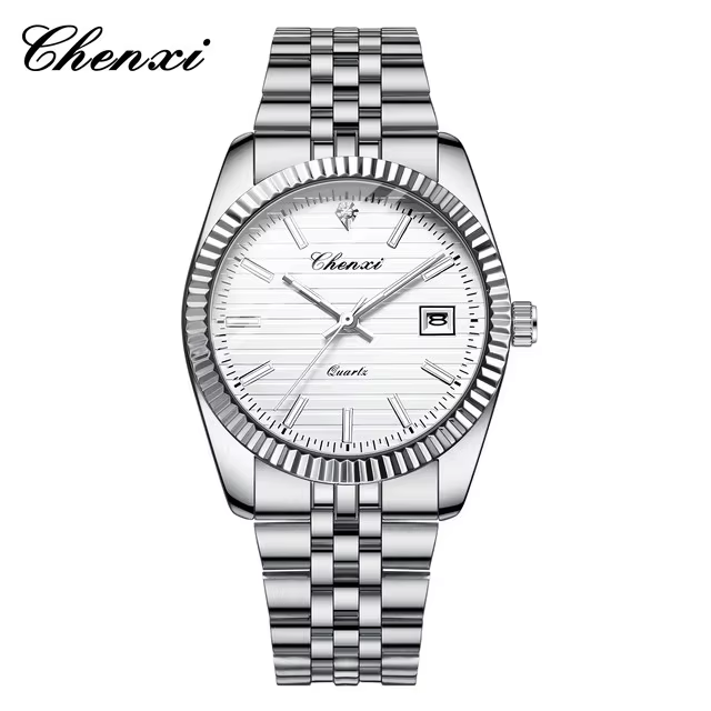 CHENXI 004D hommes montres à Quartz de luxe en acier inoxydable étanche lumineux Date montre-bracele