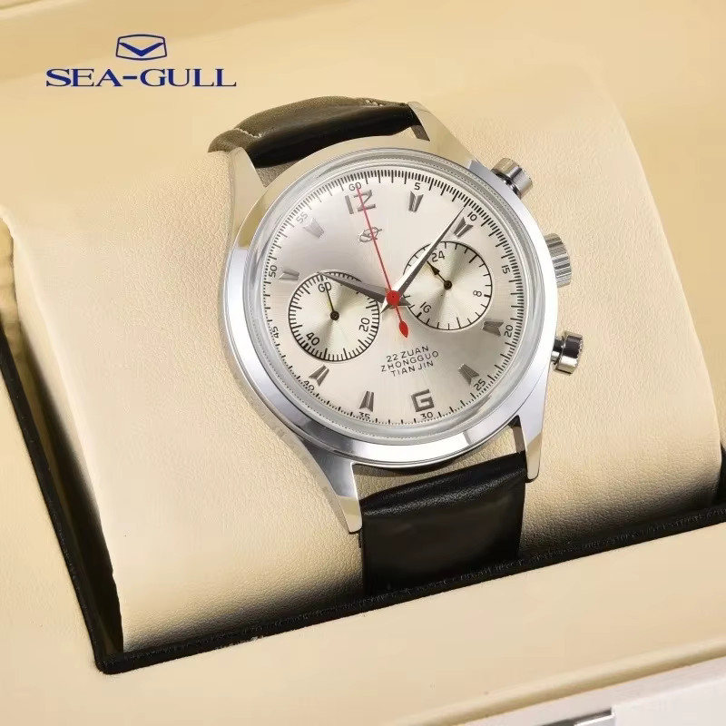Montre-bracelet vintage Seagull 1963 pour pilote de l'Aviation Militaire, chronographe à quartz à co
