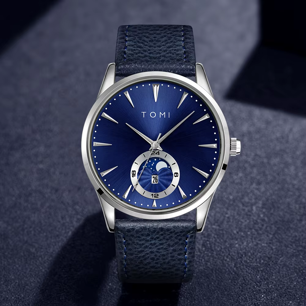 TOMI-Montre à quartz de luxe avec bracelet en cuir pour homme, affaires et loisirs, grand cadran, ca