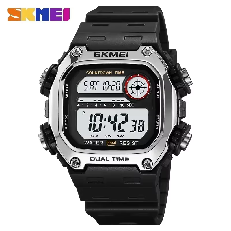 SKMEI 2126 montres de sport pour hommes étanche chronomètre alarme LED affichage numérique compte à